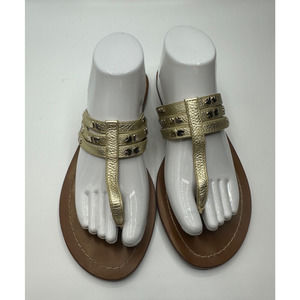Kate Spade New York Women's Carol Thong Flip Flop Sandal Gold Tone Charms Sz 10